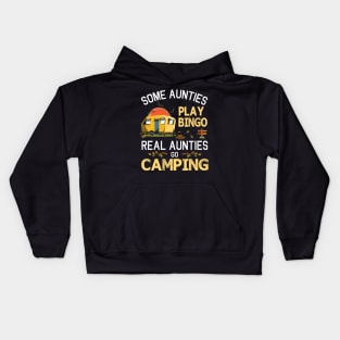 Some Aunties Play Bingo Real Aunties Go Camping Happy Summer Camper Gamer Vintage Retro Kids Hoodie